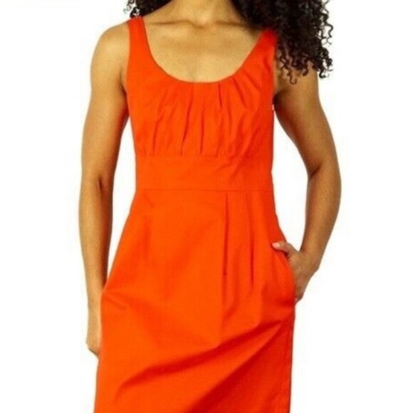 J. Crew Factory Suiting Women's Orange Cotton Shift Dress- Size 6 - Picture 13 of 16